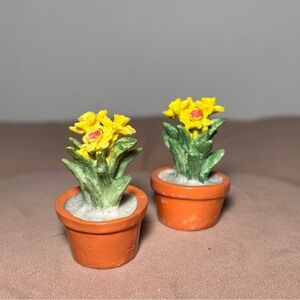 Miniature Yellow Daisy Potted Plants- Vintage 1990s